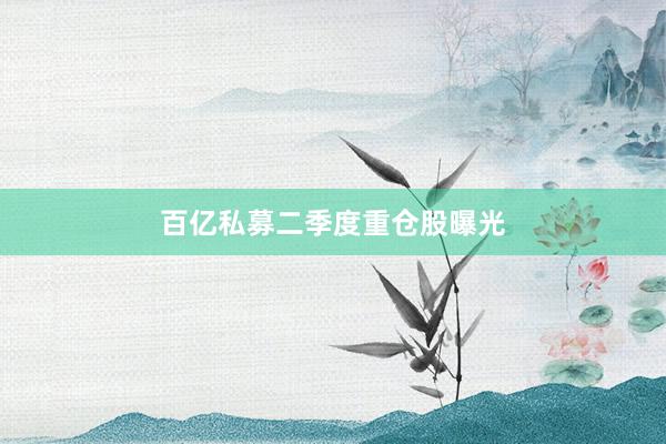 百亿私募二季度重仓股曝光
