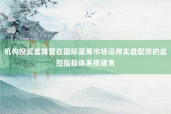 机构投资者阵营在国际蓝筹市场运用实盘配资的监控指标体系搭建常